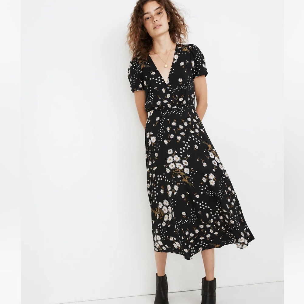 Madewell Black Floral Dress